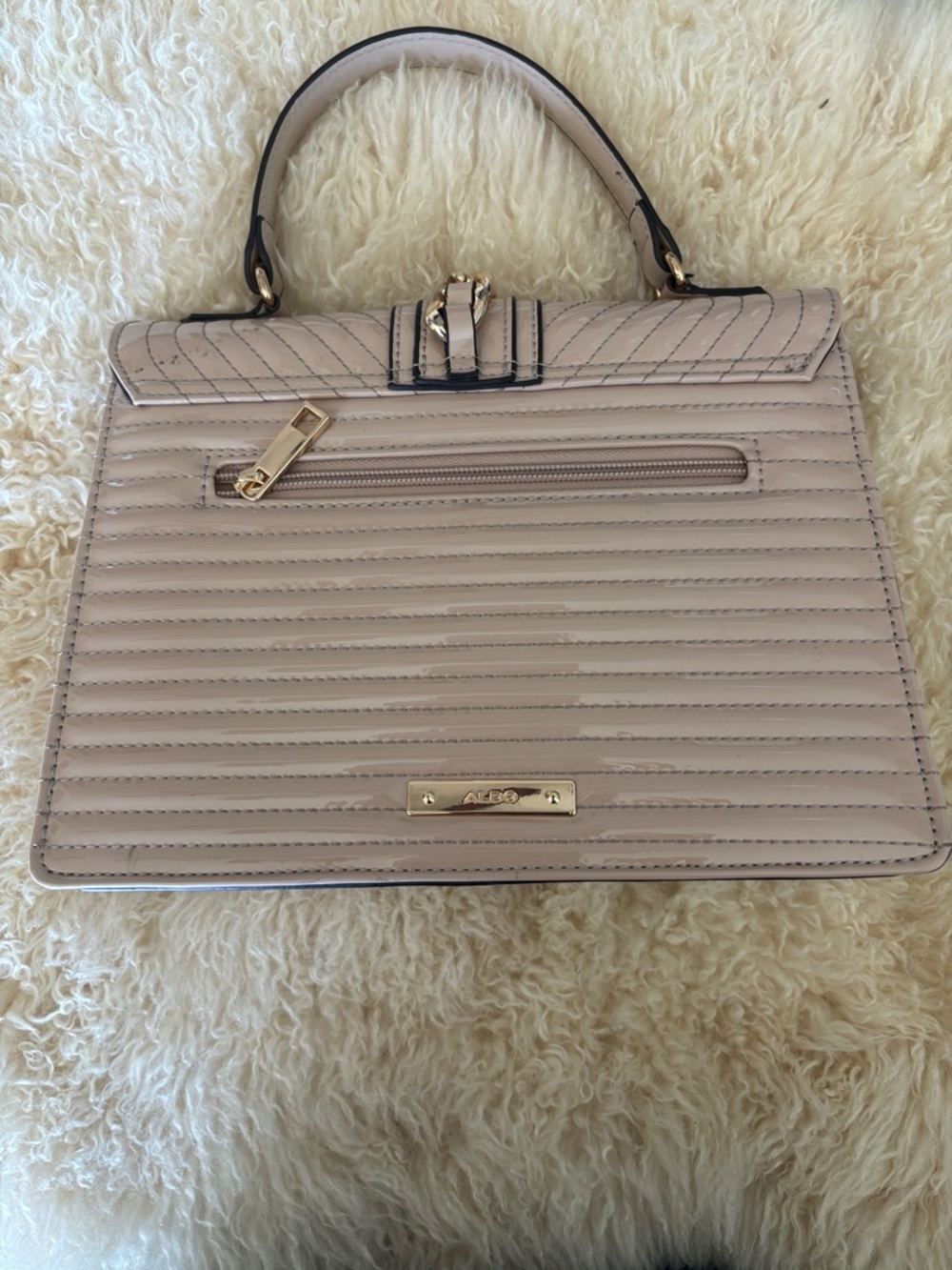 Elegant beige Quilted Top-Handle Women’s Bag - Picture 2 of 6